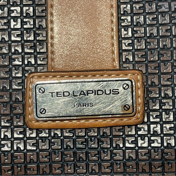 Ted Lapidus Paris Vintage 80s Monogram Leather Crossbody Bag flap closure - Picture 10 of 16